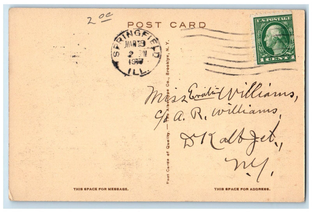 1917 Lincoln Monument Scene Springfield Illinois IL Posted Vintage Postcard