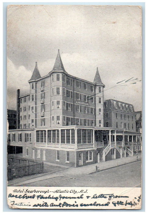 1908 Hotel Scarborough Atlantic City New Jersey NJ Antique Posted Postcard
