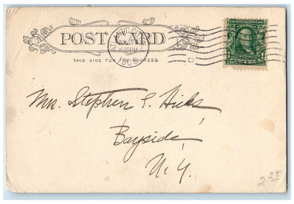 1908 Hotel Scarborough Atlantic City New Jersey NJ Antique Posted Postcard