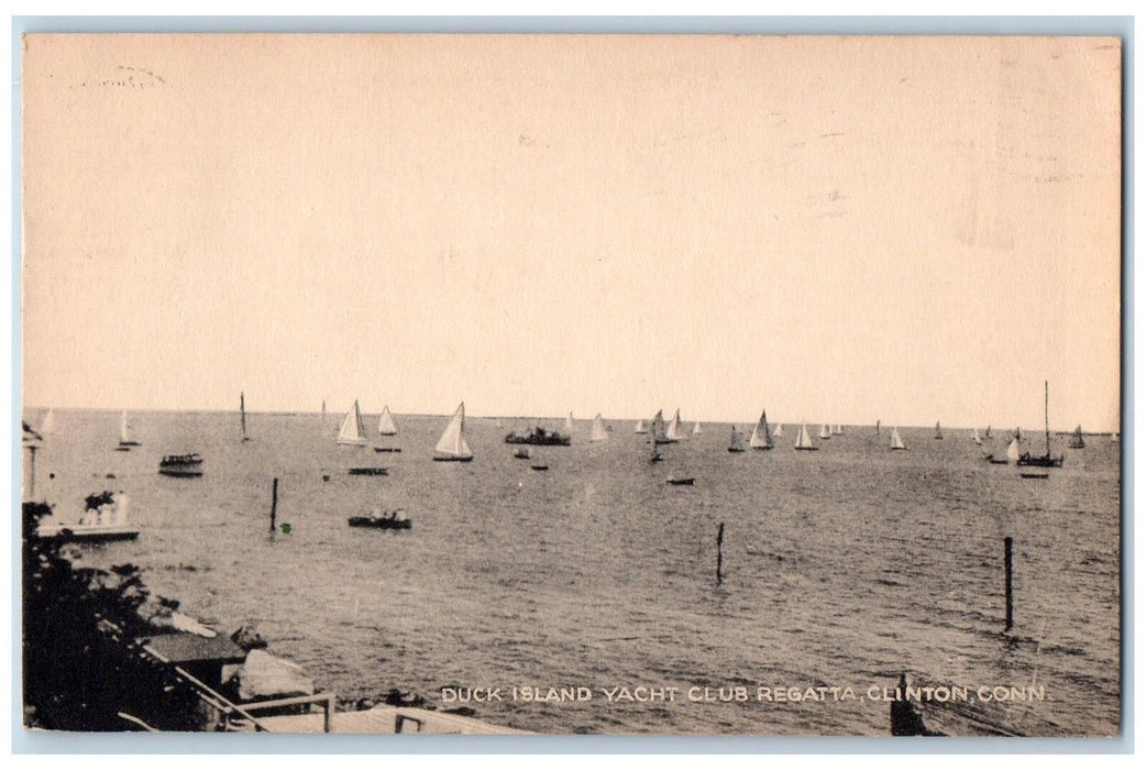 1948 Duct Island Yacht Club Boating Fishing Regatta Clinton Conn. CT Postcard