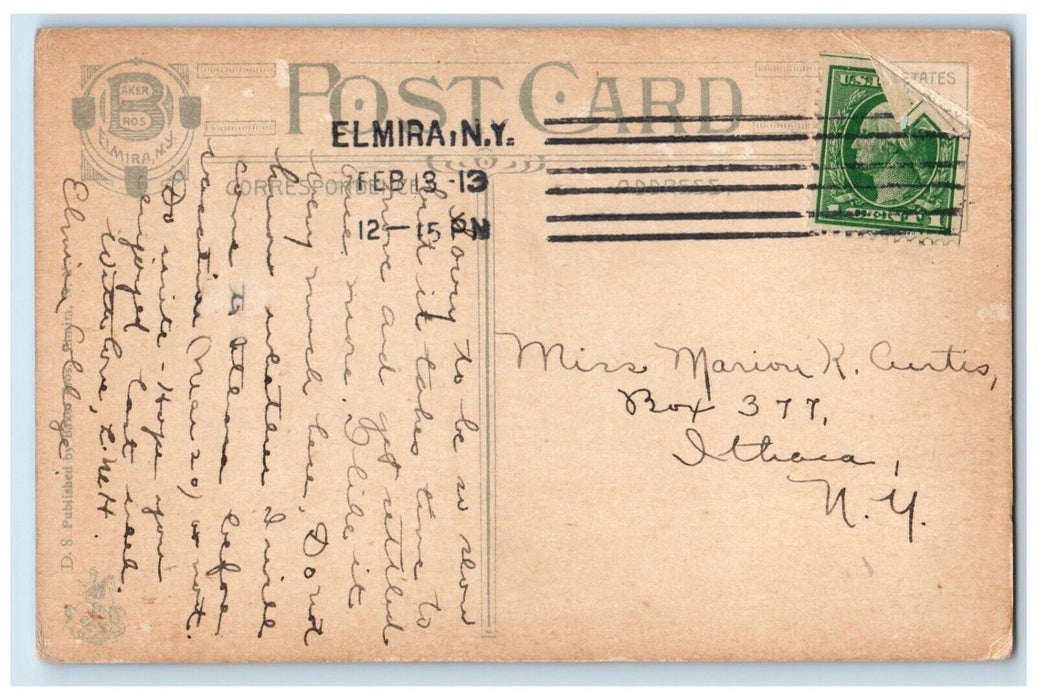 1913 East Water St Looking West Lake St Road Stores Elmira New York NY Postcard