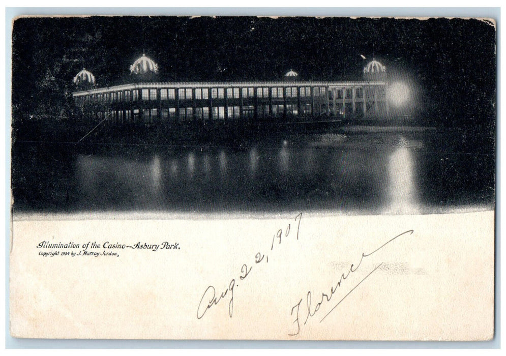 1907 Illumination of the Casino Asbury Park New Jersey NJ Antique Postcard