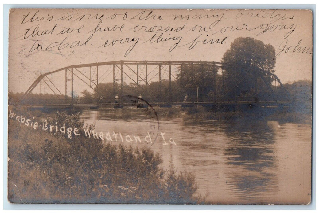 1907 View Of Wapsie Bridge Wheatland Iowa IA RPPC Photo Posted Antique Postcard