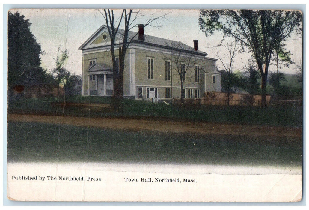 1912 Town Hall Northfield Massachusetts MA Antique The Northfield Press Postcard