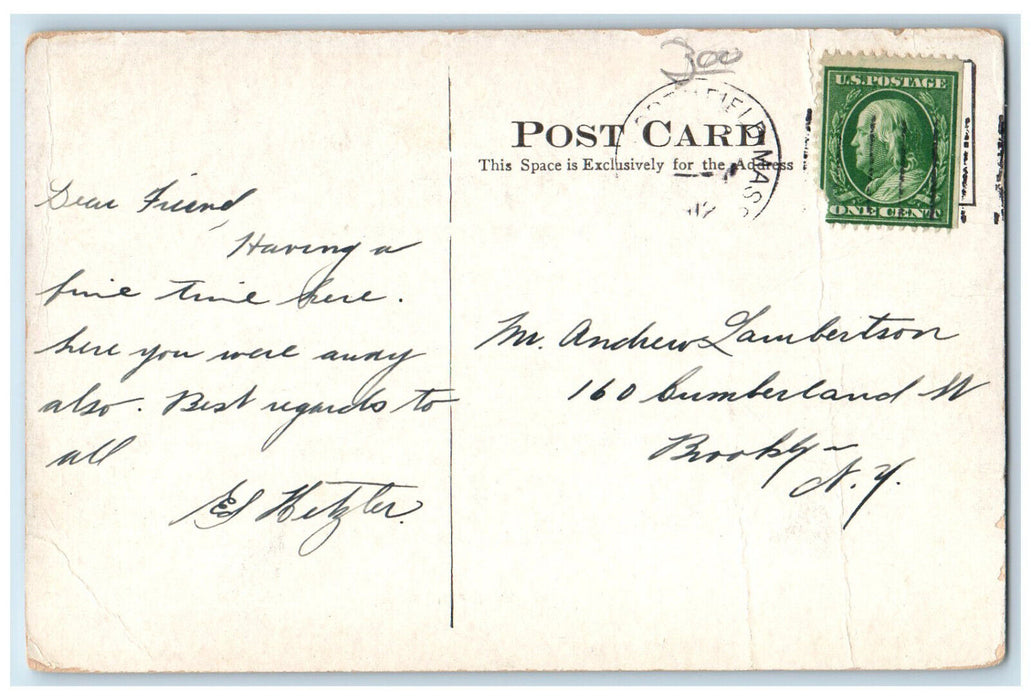 1912 Town Hall Northfield Massachusetts MA Antique The Northfield Press Postcard