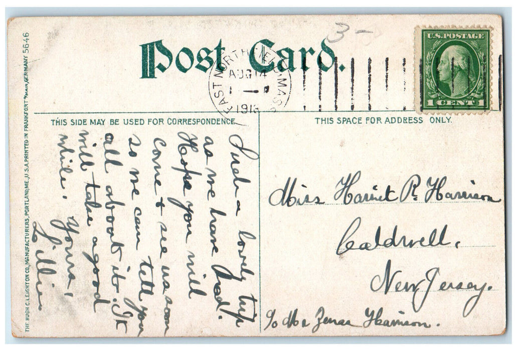 1913 Hotel Northfield East Northfield Massachusetts MA Antique Postcard