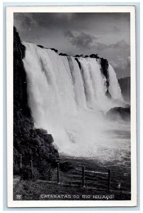 1961 Cataratas Do Rio Iguazu Waterfall Brazil RPPC Photo Vintage Postcard