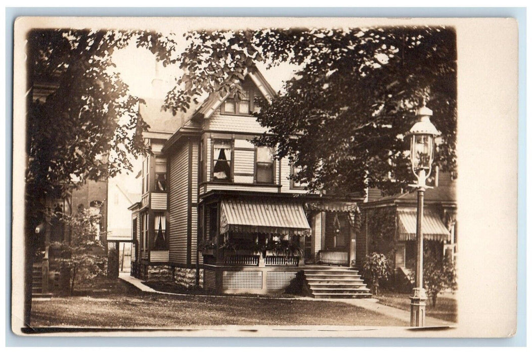 c1910's House View Street Light Buffalo New York NY RPPC Photo Antique Postcard