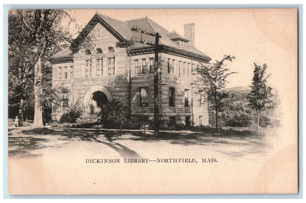 1905 Dickinson Library Northfield Massachusetts MA Unposted Antique Postcard