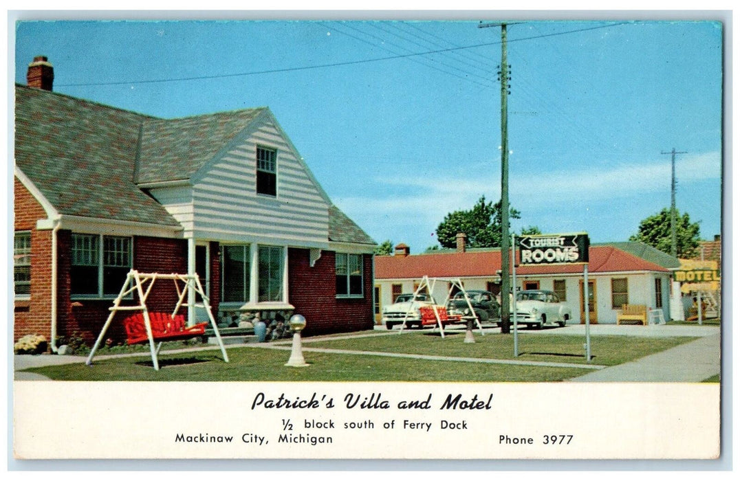 c1960s Patrick's Villa And Motel Mackinaw City Michigan MI Unposted Postcard