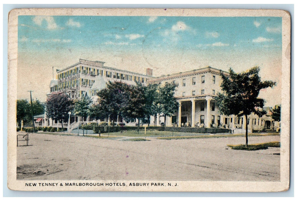 1918 New Tenney & Marlborough Hotels Asbury Park New Jersey NJ Postcard