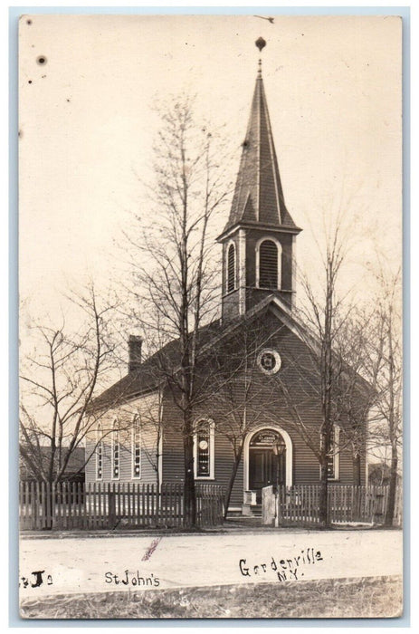 c1910's St. John's Scene Street Gardenville New York RPPC Photo Antique Postcard
