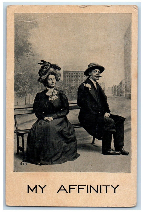 1908 Couple Romance Cigar My Affinity Glenrock Pennsylvania PA Antique Postcard
