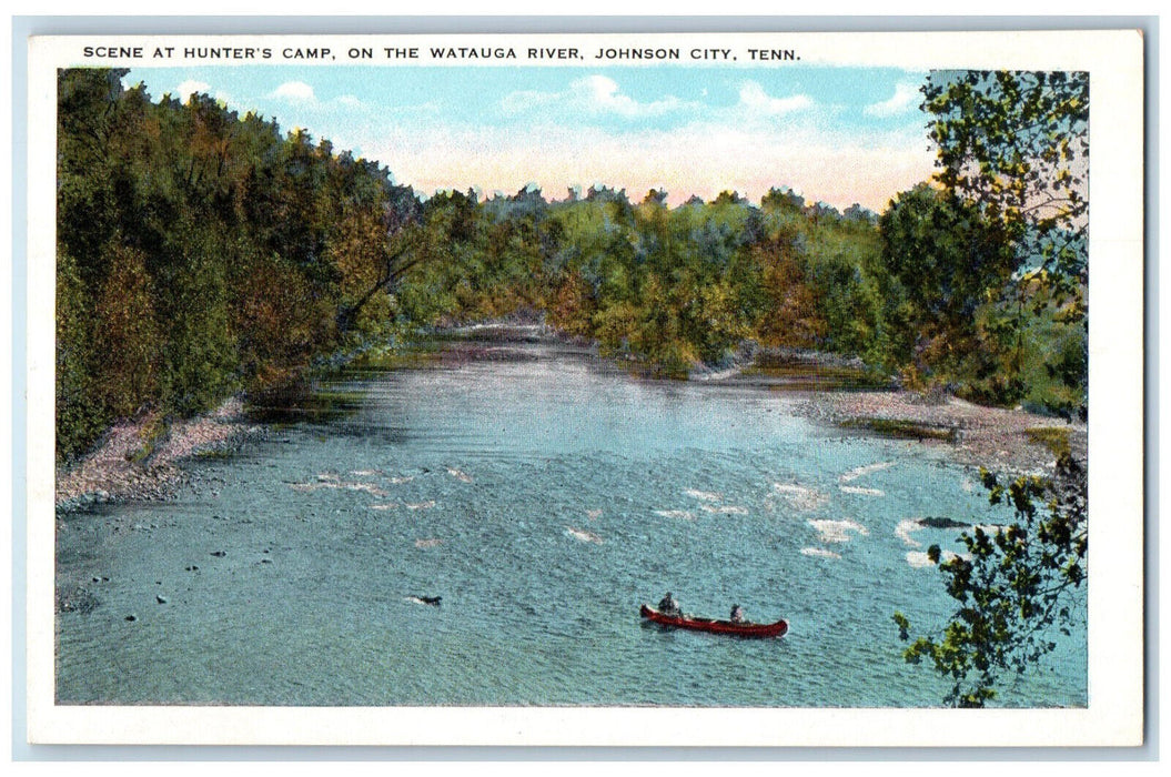 c1930's Scene at Hunter's Camp Watauga River Johnson City Tennessee TN Postcard