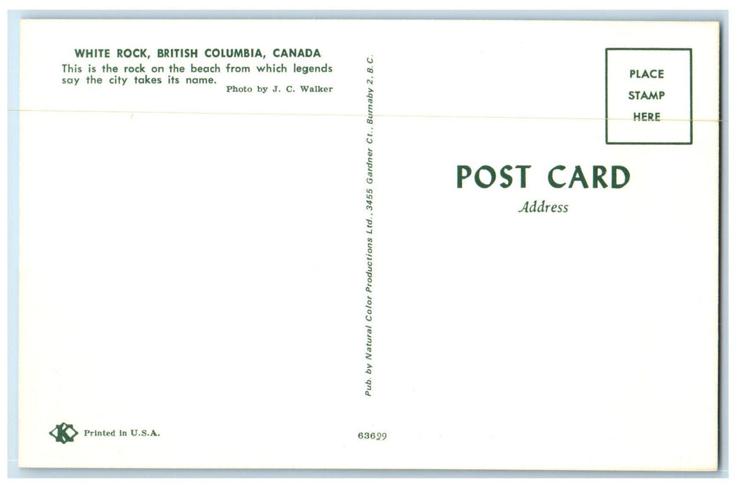 c1960's Rock on the Beach White Rock British Columbia Canada Postcard