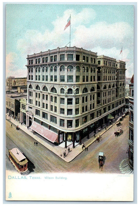 c1905's Wilson Building Dallas Street Scene Texas TX Unposted Vintage Postcard
