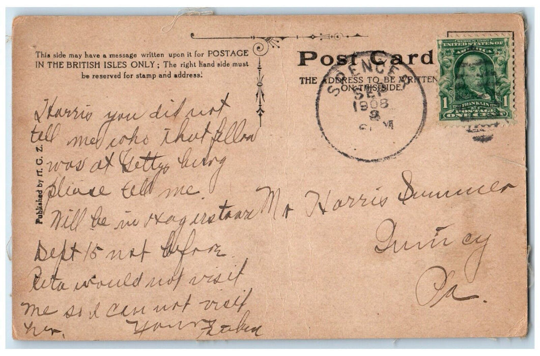 1908 Sweet Couple Romance Under The Harvest Moon Spencer PA AntiquePostcard
