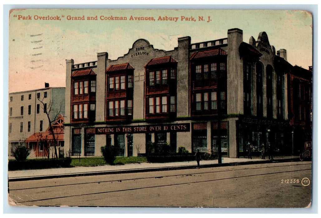 c1910 "Park Overlook" Grand and Cookman Avenues Asbury Park NJ Postcard