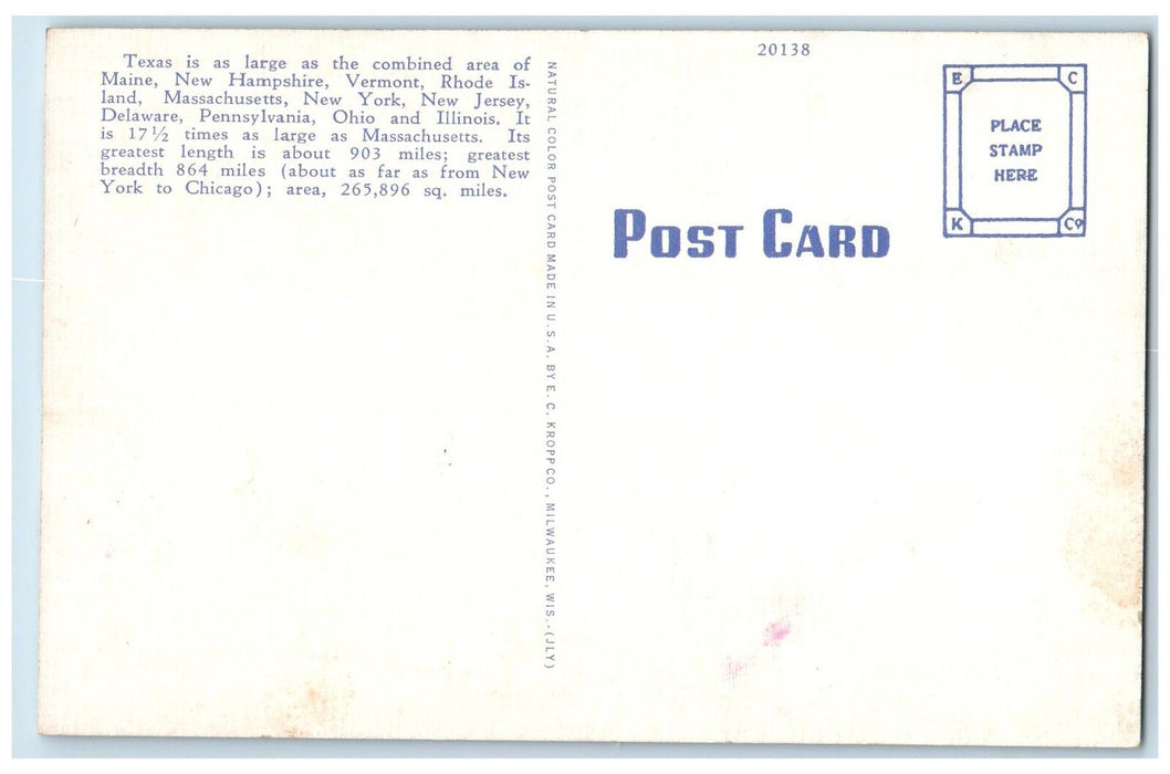 c1940's Texas State Map Multiview Oil Field Longhorn Steer TX Unposted Postcard