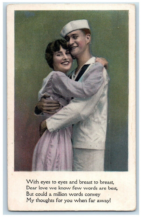 1908 Sweet Couple Romance Under The Harvest Moon Spencer PA Antique Postcard