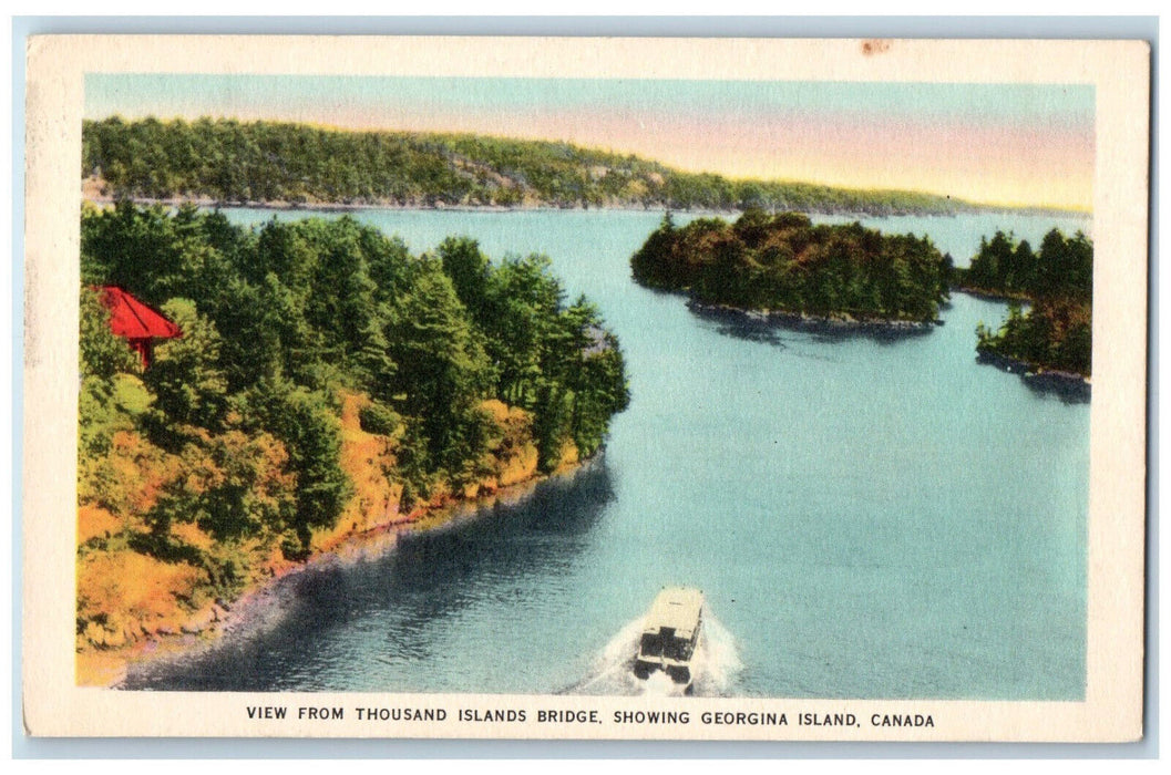 c1940's View from Thousand Islands Bridge Georgina Island Canada Postcard