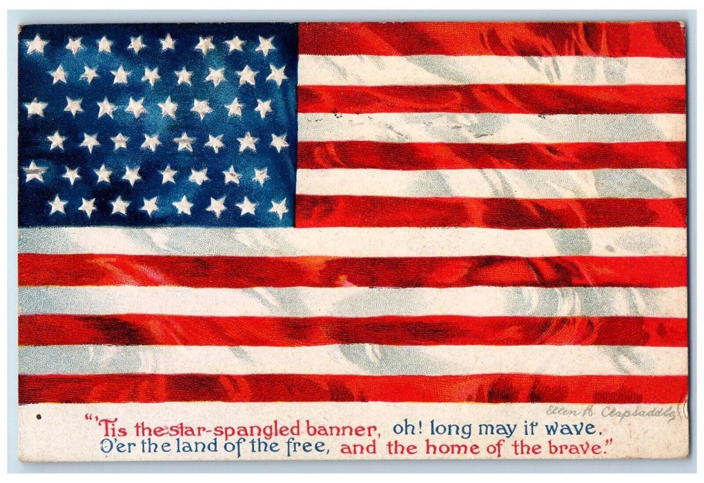 1918 American Flag Patriotic Banner Ellen Clapsaddle Artist Signed Wolf Postcard
