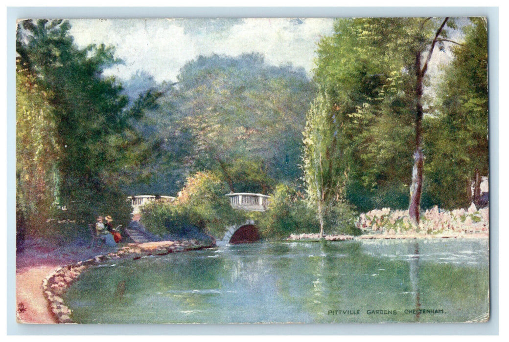 1904 Pittville Gardens Cheltenham England Antique Oilette Tuck Art Postcard