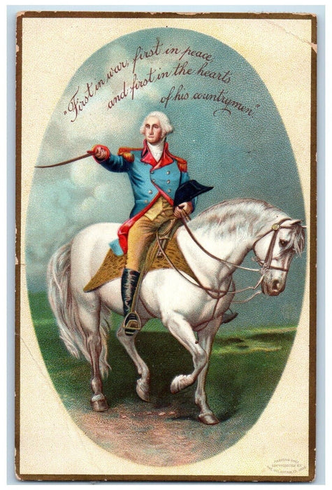 1909 George Washington Horse Sword Clapsaddle Embossed Antique Postcard