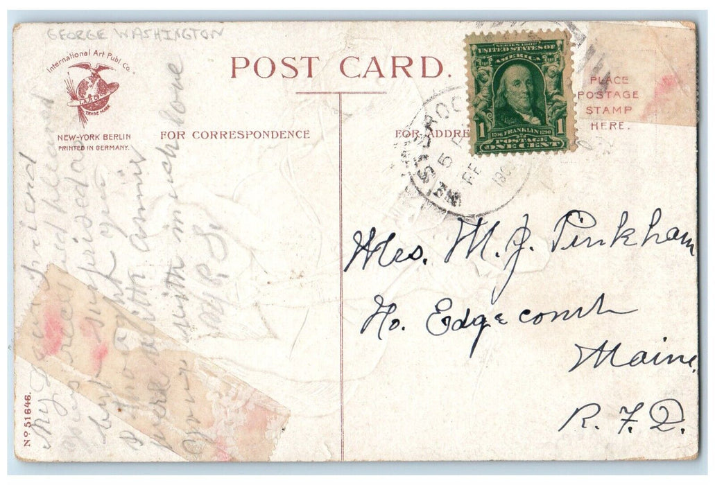 1909 George Washington Horse Sword Clapsaddle Embossed Antique Postcard