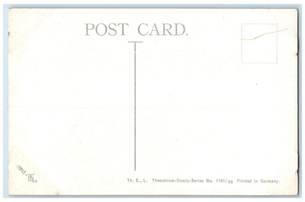c1910's Couple Man I just Missed The Train Unposted Antique Postcard