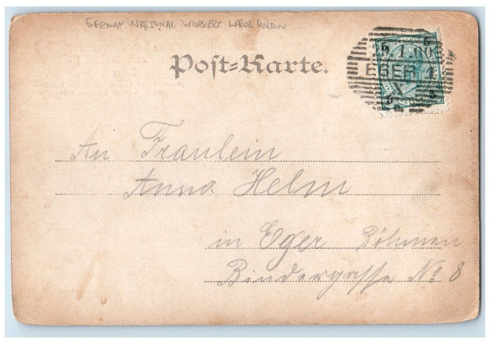 1899 German National Workers Labor Union Germany Antique Posted PMC Postcard