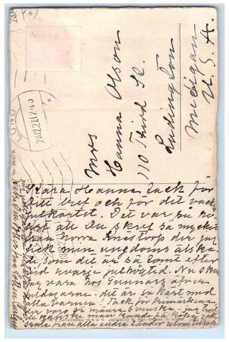 1927 Santa Claus In Airplane With Toys Ludington Michigan MI Antique Postcard