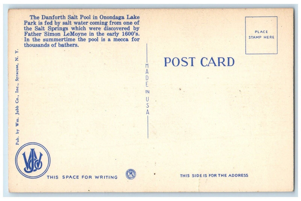 c1930's Danforth Salt Pool Onondaga Lake Park Syracuse New York NY Postcard