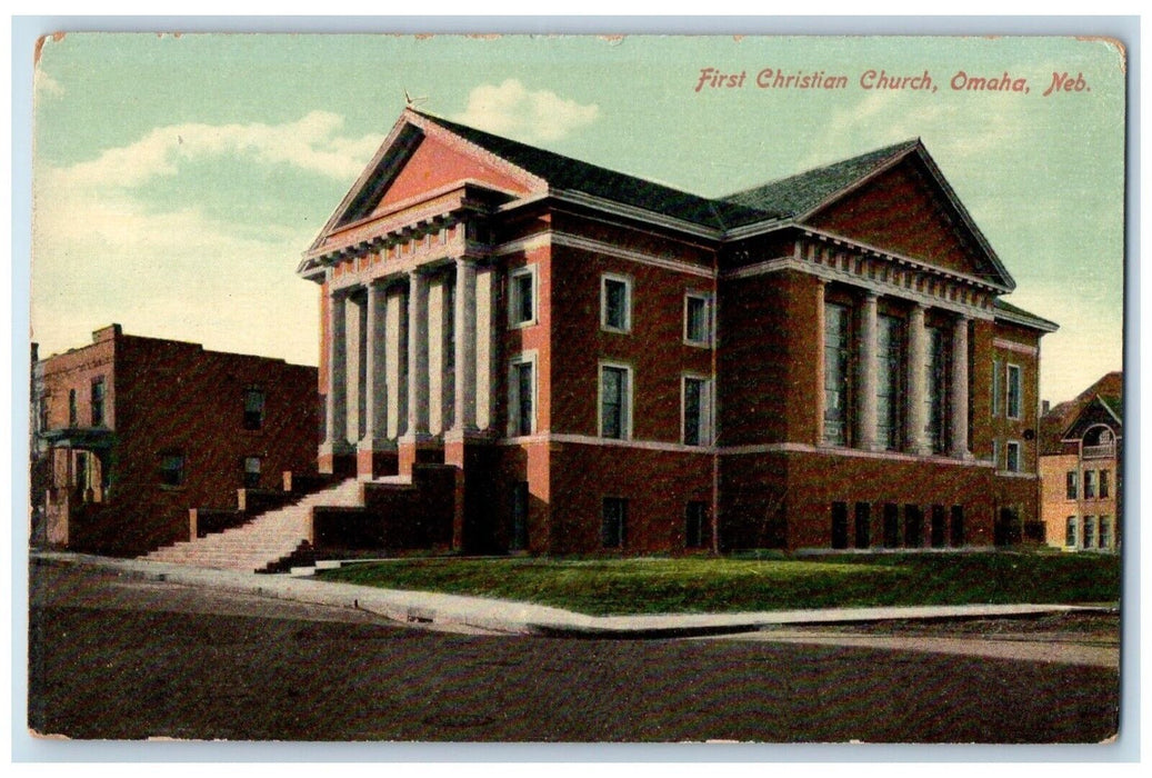 c1910 First Christian Church Chapel Exterior Building Omaha Nebraska NE Postcard