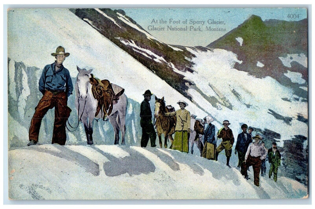 1940 At The Foot Sperry Glacier National Park Gunsight Mountain Montana Postcard