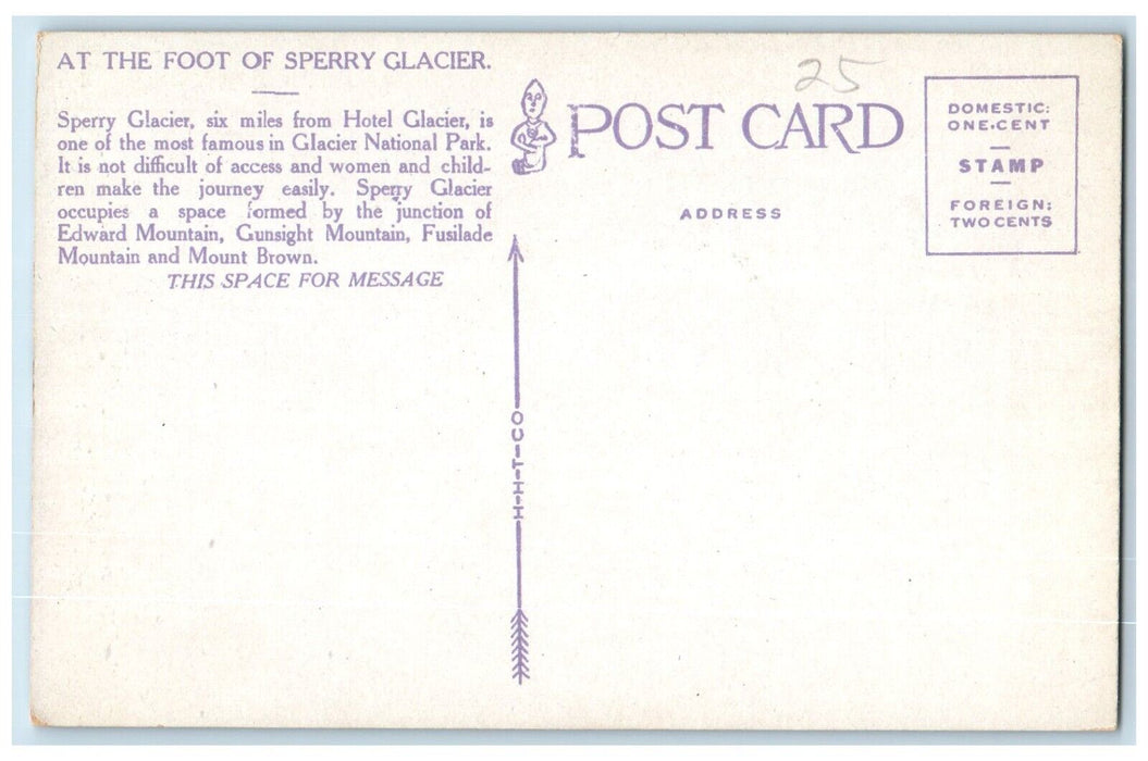 1940 At The Foot Sperry Glacier National Park Gunsight Mountain Montana Postcard