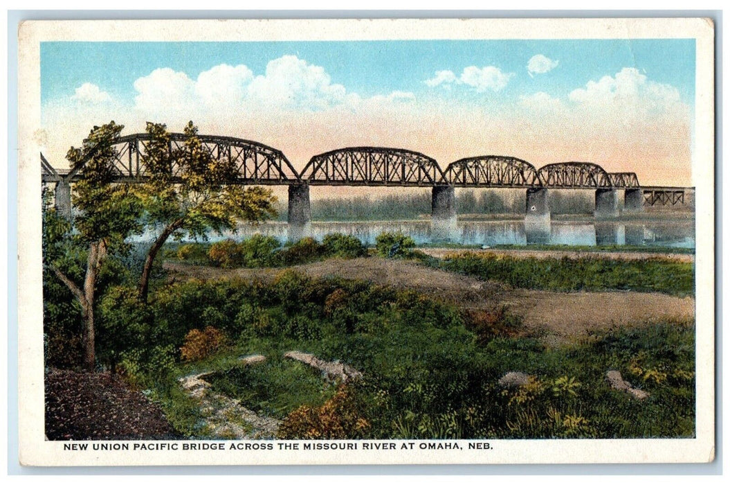 c1920 New Union Pacific Bridge Across Missouri River Omaha Nebraska NE Postcard