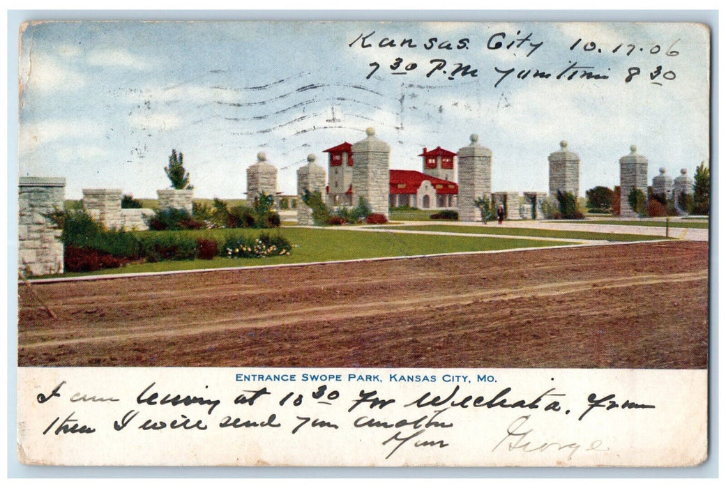 1906 Entrance Swope Park Kansas City Missouri MO Jamaica NY Antique Postcard