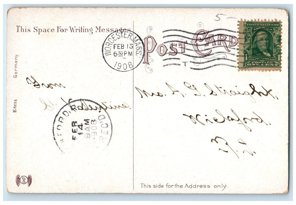1908 Bay State House Street View Worcester Massachusetts MA Antique Postcard