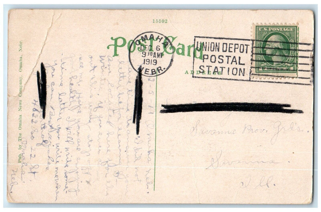 1919 Hotel Fontenelle Exterior Building Classic Cars Omaha Nebraska NE Postcard