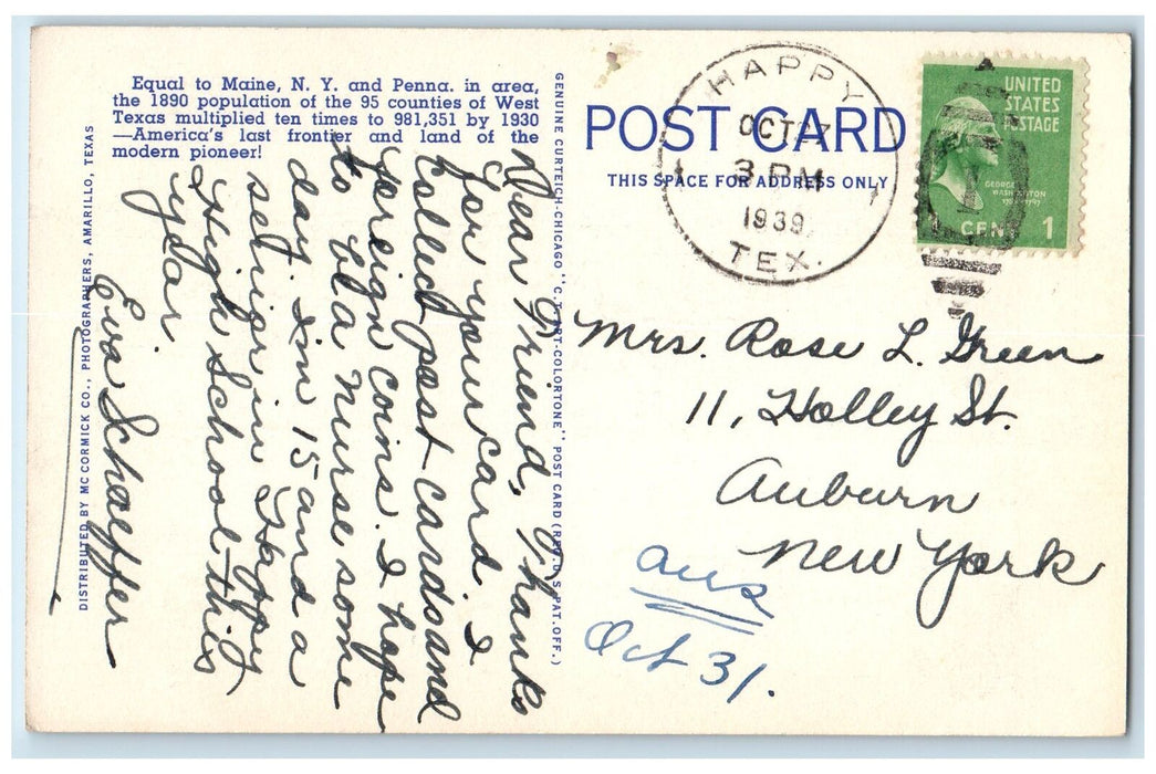 1940 Large Letter Greetings From West Texas TX Posted Vintage Antelope Postcard