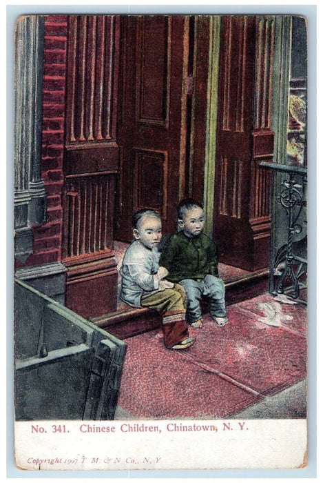 1908 Chinese Children Chinatown New York NY Posted Antique Postcard