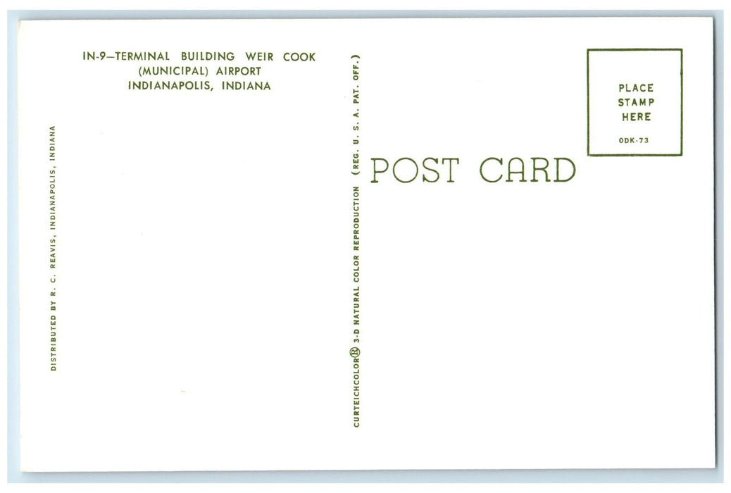 Terminal Building Weir Cook Municipal Airport Indianapolis Indiana IN Postcard