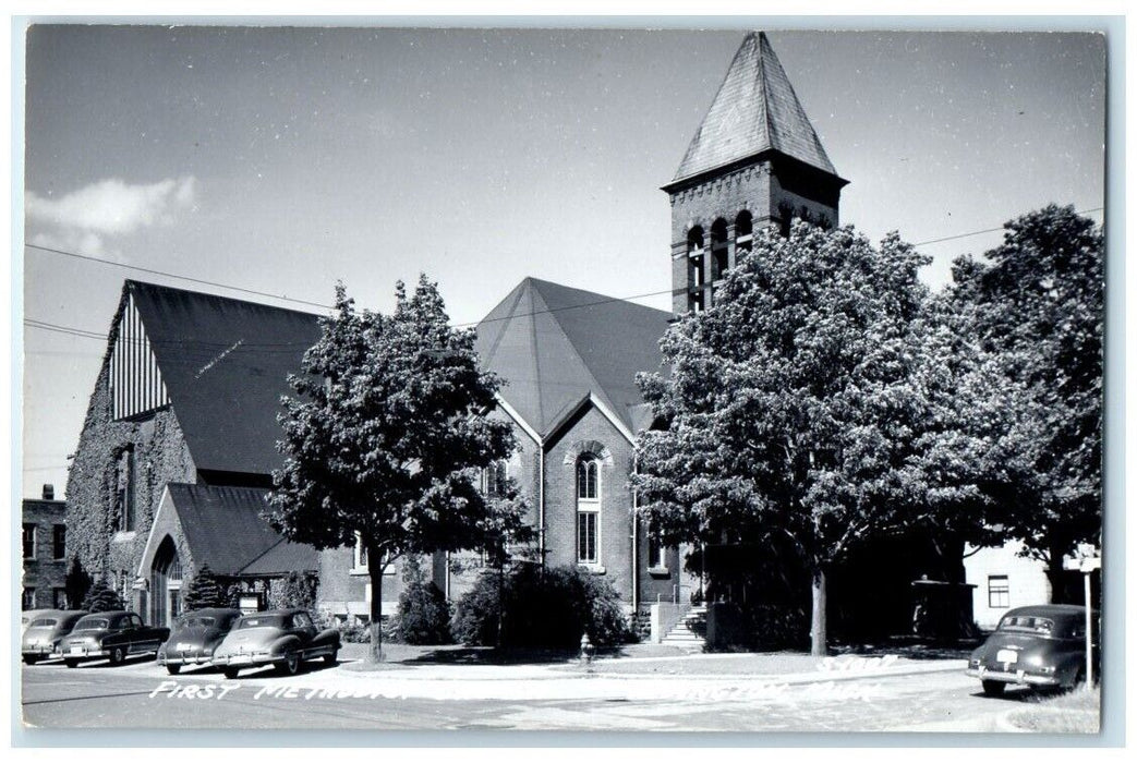 c1940's First Mthodist Church View Ludington MI RPPC Photo Unposted Postcard