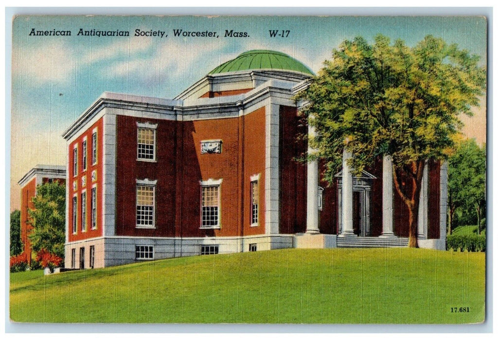 American Antiquarian Society Worcester Massachusetts MA Unposted Postcard