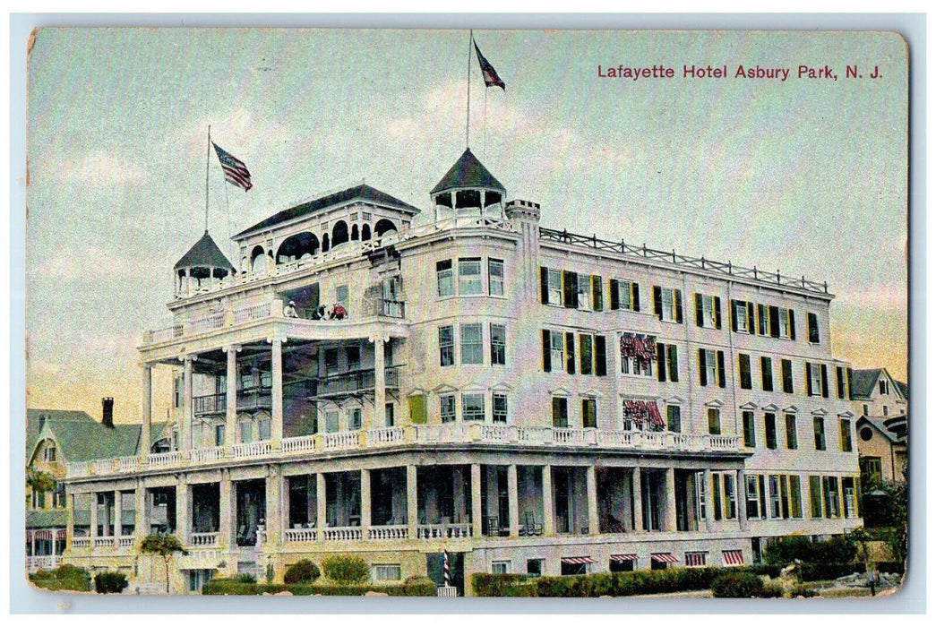 c1910 Lafayette Hotel Asbury Park New Jersey NJ Antique Unposted Postcard