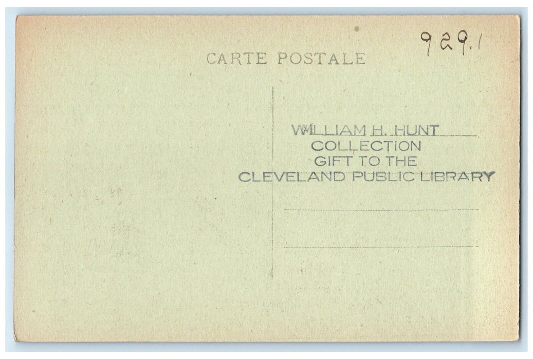 c1940's View of Trolleybus 380 Cleveland Public Library Stamp Postcard