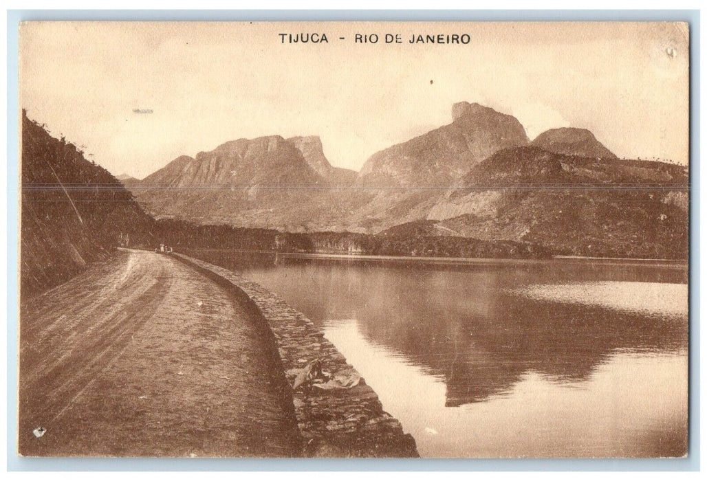 c1940's Scene of River Mountains at Tijuca 481 Rio De Janeiro Brazil Postcard