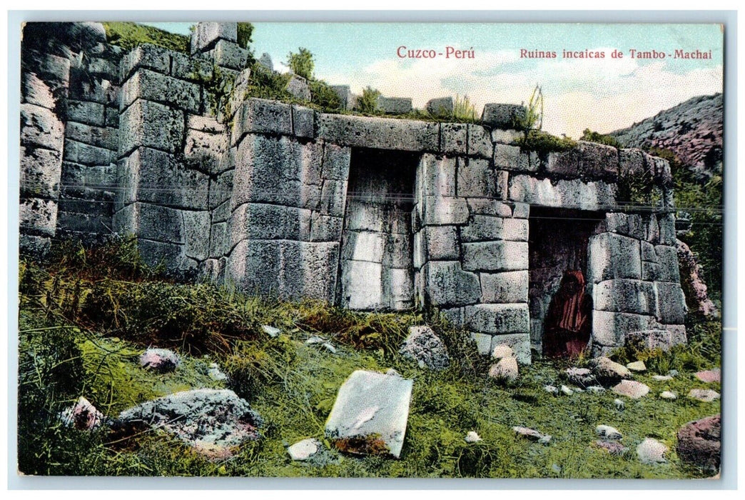 c1910 Inca Ruins Of Tambo-Machai Cusco Peru Unposted Antique Postcard