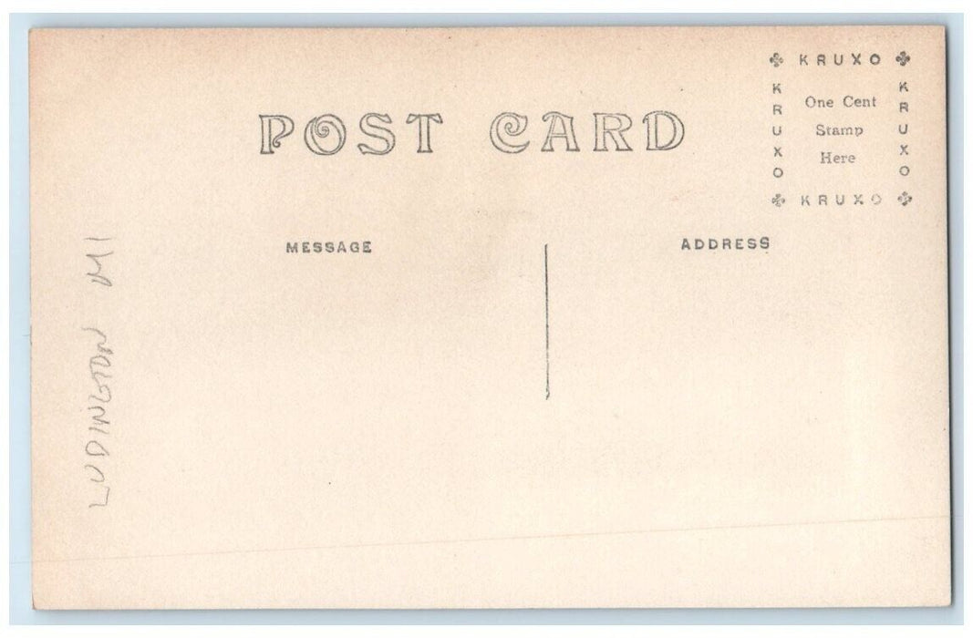 c1910's James Street Bank Jewelry Horse Sleigh Ludington MI RPPC Photo Postcard